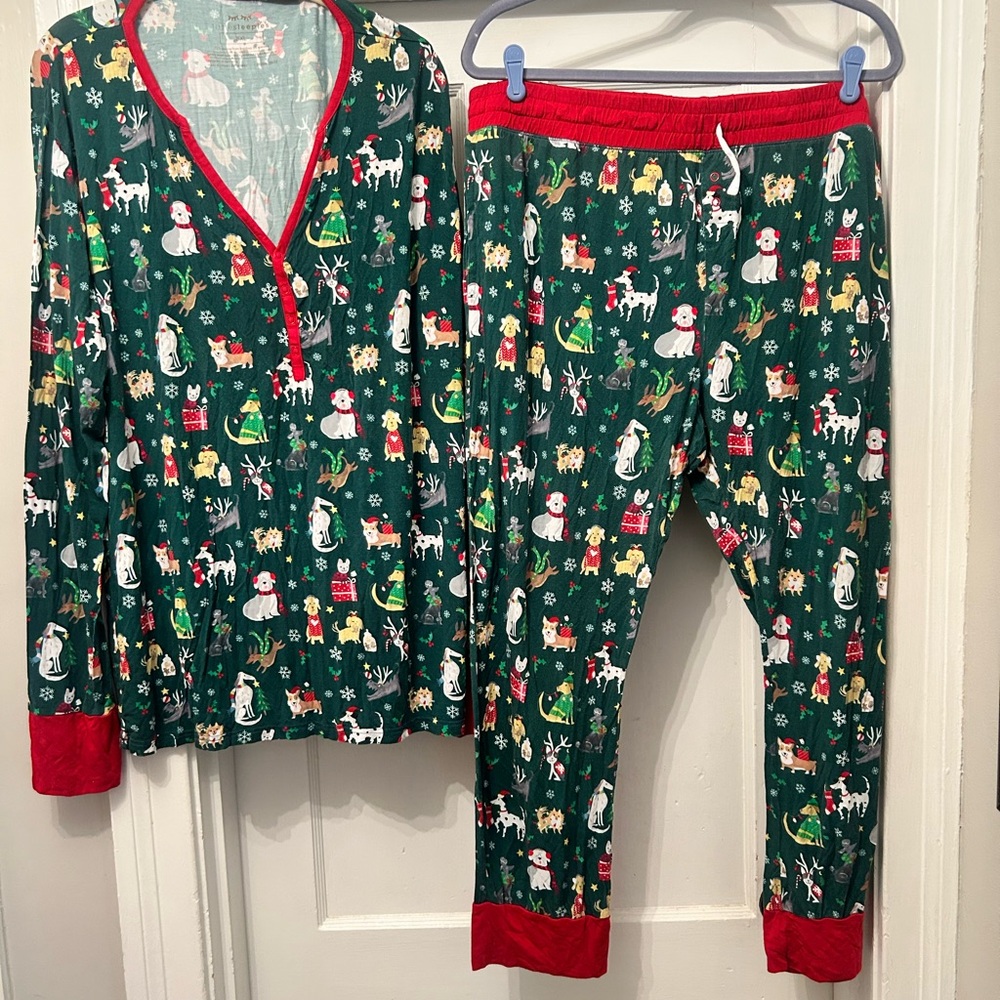 Little Sleepies Holiday Hounds Pajama Set with Red Accents